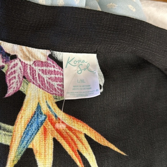 Kona Sol Short Sleeve Floral Swim Coverup, L/XL - Picture 8 of 8